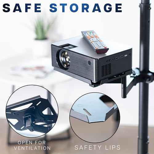 VIVO Steel Universal Full Motion Pole Mounted 9 x 7 inch Storage Shelf with Articulating Arm, Fits 1.1 to 2.4 inch Tube Diameters, Black, Mount-POLESF1
