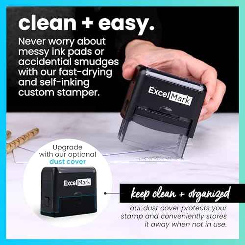 ExcelMark Custom Rubber Stamp ? Clean & Easy Stamping ? Personalized Self-Inking Stamp (Medium)