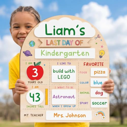 My First Day of School Sign 12x10 Inch Reusable Wooden Chalkboard for Preschool & Kindergarten