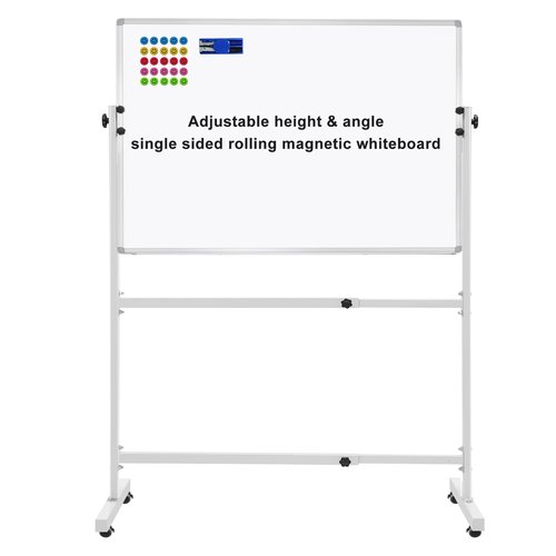 Max-officoo Mobile Whiteboard with Rolling Stand 36"x24" Portable Single-Sided Magnetic Dry Erase Board on Wheels Included 20 Magnets, 2 Markers & 1 Eraser