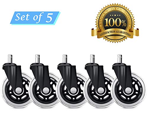 Heavy-Duty 5-Pack Chair Casters 3" Rubber Wheels for All Floors — BF Brightfield
