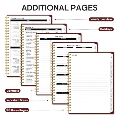 2027 Monthly & Weekly Planner Calendar Book - Jan to Dec with Tabs & Pocket