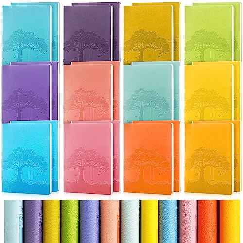 24 Pcs PU Leather Journals Notebook Bulk Colorful Tree Life Lined Journal Notebook Soft PU Leather Cover Ruled Writing Notebook for Writing Office School Home Business 128 Pages, A6 (Fresh Color)