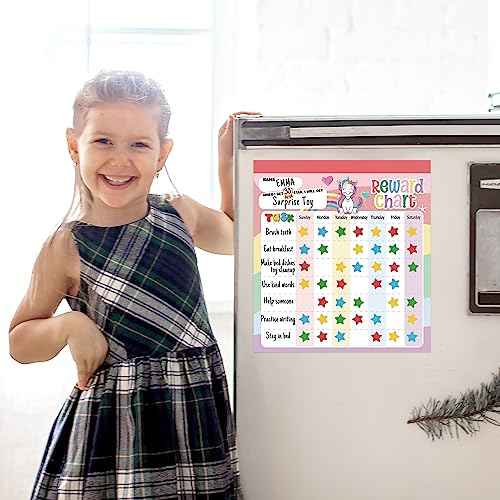 Reward Chart for Kids ? Unicorn Magnetic Kids Behavior Chart, Pad with 26 Chore Charts, 1920 Star Stickers, 49 Incentive Stickers, Responsibility Chart for Kids Girls Toddlers - Kids Chore Chart