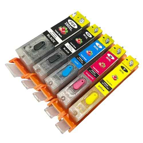 Refillable PGI-280XL CLI-281XL 280XXL 281XXL Ink Cartridges for Printer TS702 TS702a Compatible for PIXMA TS6120 TS6220 TR7520 TR8520 TS8120 TS8220 TS9120 TS9520 TS9521C