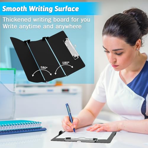 Trustnice Black Foldable Nursing Clipboard with Medical Cheat Sheets - Pocket Size, 3-Layers for Nurses & Doctors