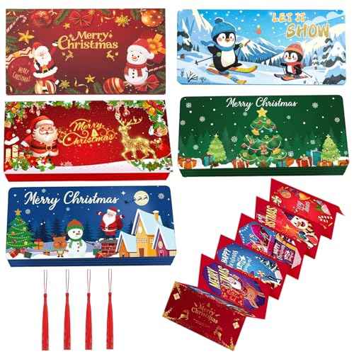 5Pcs Cash Surprise Envelope Xmas With 10 Slots,2026 ChristmasMoney Holders for Cash,Upgrade Surprise Card Holder Christmas Cashs Envelope with Money Clip,DIY Gift Card Holders Xmas Party Supplies