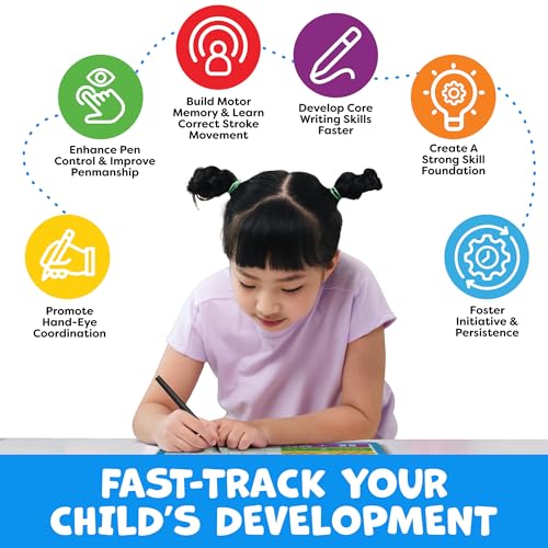 Magic Grooved Writing Practice for Kids - Grooved Handwriting Practice for Kids 5-7 8-10 Magic Copybooks - Tracing Books for Ages 3-5 - Preschool Learning Activities, Gifts for 5 Year Old Girls