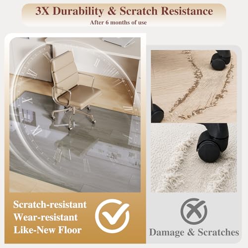 Tempered Glass Chair Mat for Carpet 46"x55" Grey – MYSUNORIA Premium 0.2in Thick