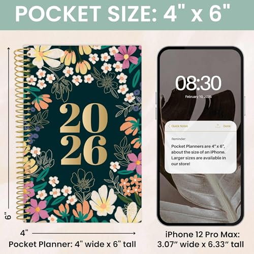 bloom daily planners 2026 Pocket Planner - 4¡± x 6¡± - (January 2026 - December 2026) - MINI Weekly/Monthly Agenda Organizer & Calendar Book - Blooming Wildly