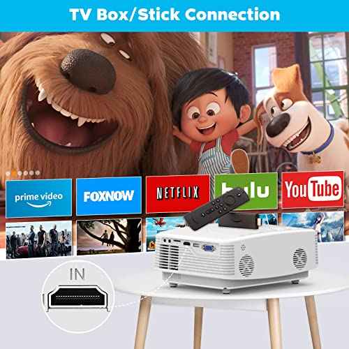 Mini Portable Projector 1080P Full HD Supported, Movie Projector Compatible with Smartphone & Tablet TV Stick Laptop HDMI USB (manual focus)