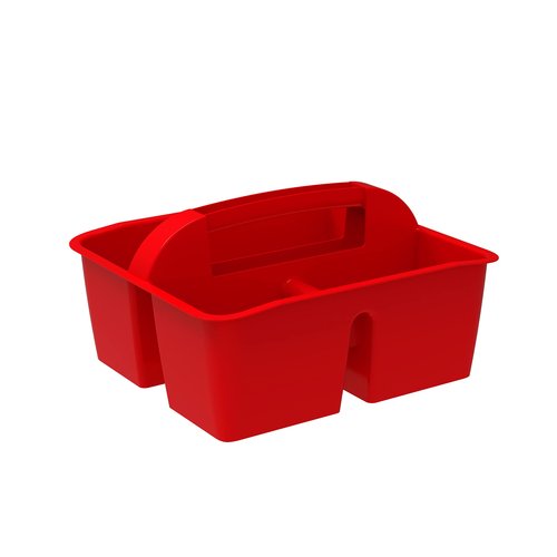 Storex Modern-Series Small Caddy – Multipurpose Classroom Organizer with Handle, Red, 6-Pack (01059U06C)