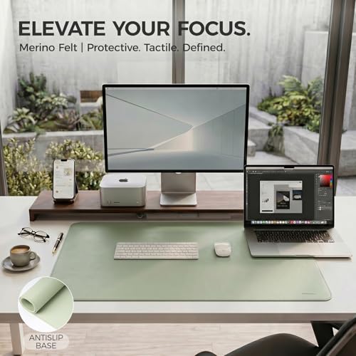 Matcha Green Extra Large Desk Mat for Office Waterproof PU Leather Mouse Pad