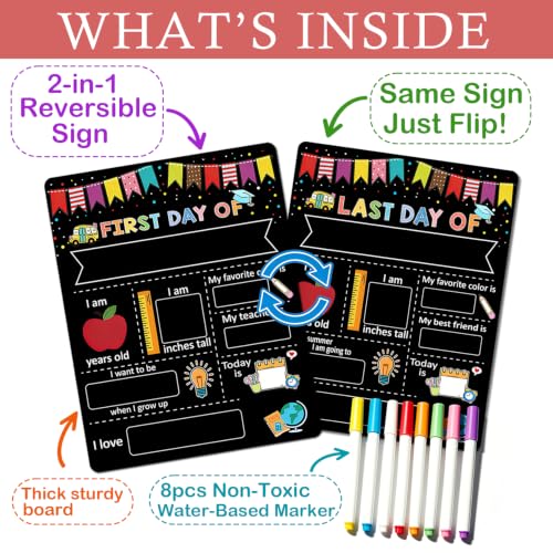 My First Day of School Sign Kit Wooden Chalkboard with Markers for Preschool & Kids