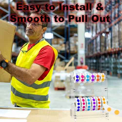 Double-Layer Acrylic Roll Sticker Dispenser - Adjustable Label Holder Tape Organizer for Office School Home Desktop Storage