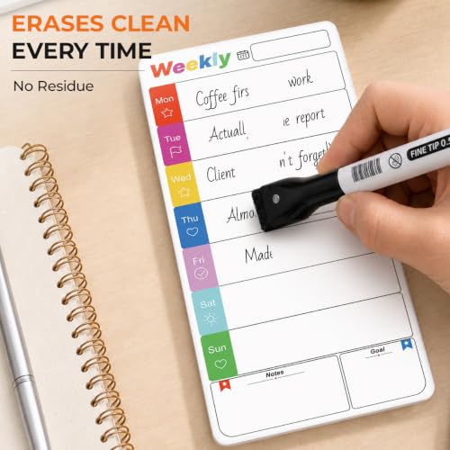 Bailkind White Magnetic Dry-Erase Memo Board for Monitor - 2pcs Weekly & To-Do List Organizer