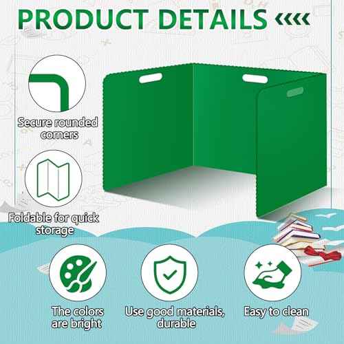 24 Pcs Desk Dividers for Students Classroom Plastic Privacy Folders Green Test Dividers for Students Desks Trifold Privacy Panel Partitions for School Teacher Supplies (24pcs Green)