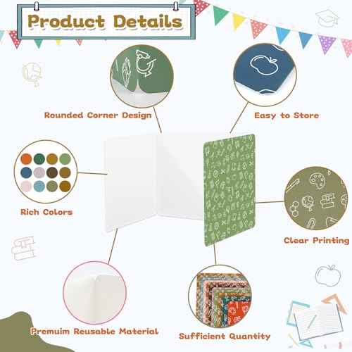 gisgfim 36 Pack Privacy Shields for Student in 12 Boho Colors Desk Dividers Durable Privacy Folders Testing Dividers Shield Study Boards Panel Partition for Classroom Teacher Back to School Supplies