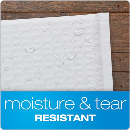 Quality Park 6 x 9 White Bubble Mailers - Water Resistant Padded Envelopes, Self Seal, 50 Pack