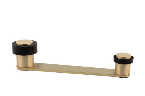 Door Stop with Swivel Retainer| for Door up to 100 mm Thickness | Brass | Includes Screw + Stud | Ref I-253 | EVI Hardware (Matte Brass - Black Rubber)