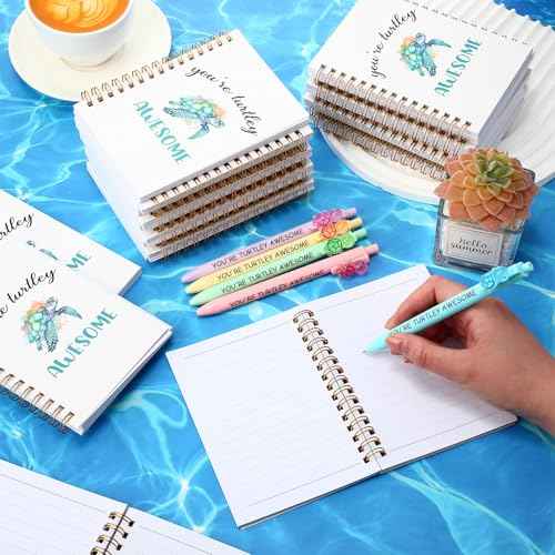 20 Sets Inspirational Turtle Gifts Includes 20 Turtles Spiral Notebooks 20 Glowing in The Dark Ballpoint Pens Employee Appreciation Gifts Bulk for Coworker Staff Team Turtle Lovers