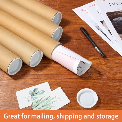 15 Pack 2x15 Inch Kraft Paper Poster Tubes with Caps for Shipping & Storage