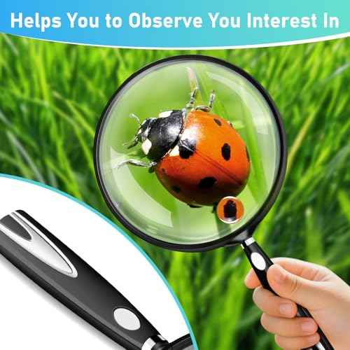 10X 30X Magnifying Glass for Reading, Handheld Magnifier for Reading, 90mm Magnifying Glass Scratch Resistant Lens, Soft Handle for Close Work Book Newspaper Nature Exploration, Hobby