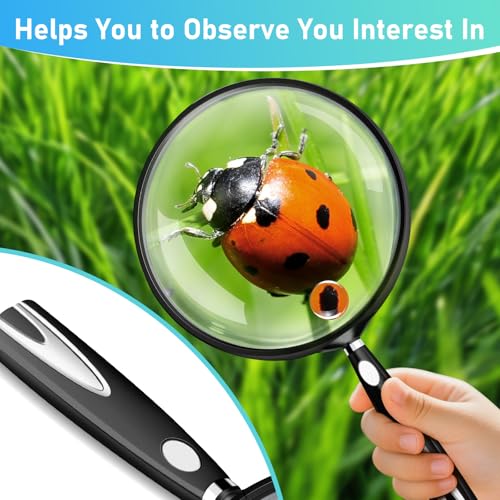 Black 10X-30X Handheld Magnifying Glass 90mm for Reading & Crafts