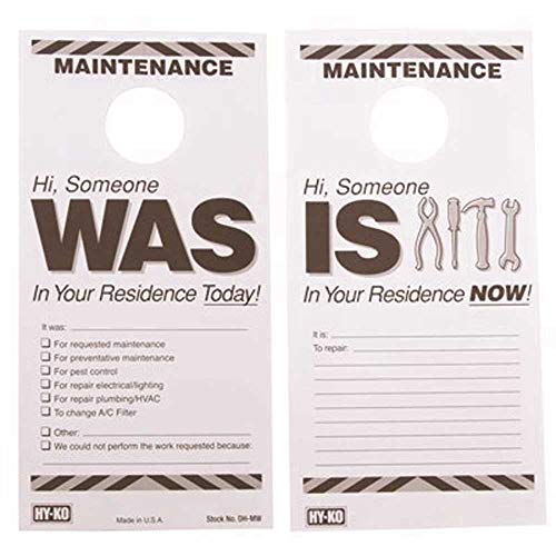 HY-KO PRODUCTS DH-MW 7 in. x 3-1/2 in. Paper Reversible Maintenance Door Hang Tag Black Pack of 50