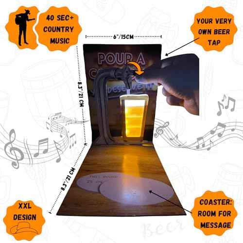 MACHERA Pour Your Own Beer Funny Birthday Cards for Men Women Dad Husband Son, Beer Birthday Cards for 21st, Retirement - from Daughter Son Kids & Wife with interactive Beer Tap