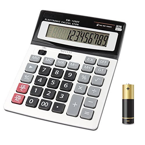 Financial Calculator 12-Digit Solar & Battery Powered Large Button Business Office School
