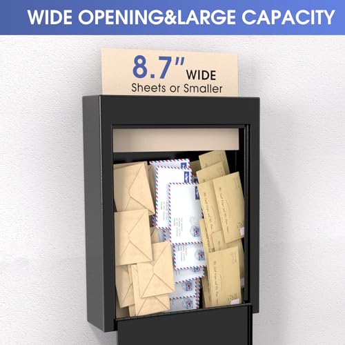 MaxGear Rectangular Metal Suggestion Box with Slot & Lock - Wall Mounted Drop Box