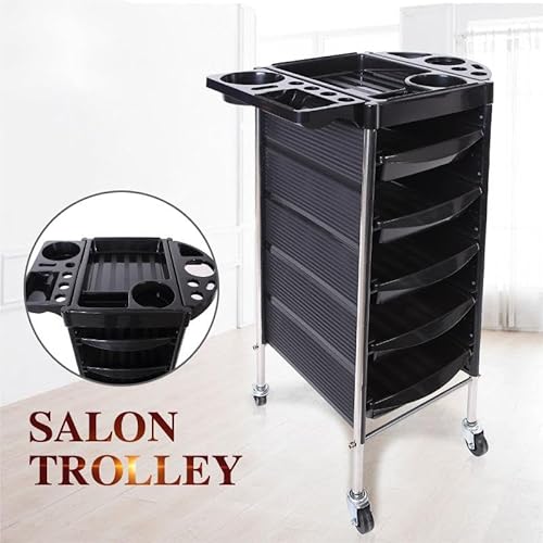 Professional Hairdressing Trolley ? Black Rolling Salon Cart with Drawers & Wheels ? Mobile Beauty Organizer for Hair Stylists, Barbers, Makeup Artists & Spa Use ? Durable & Easy to Clean