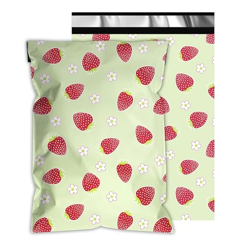 Vapulcio Strawberry Self-Seal Poly Mailers 10x13 Inch, 25 Pack - Perfect for Shipping & Packaging