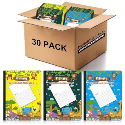 Dunzoom 30 Pack Operation Christmas Primary Journal Primary Composition Books 9.75" x 7.5" Pre-k Wide Ruled Writing Story Journal with Picture Space for Christmas Charity Donation