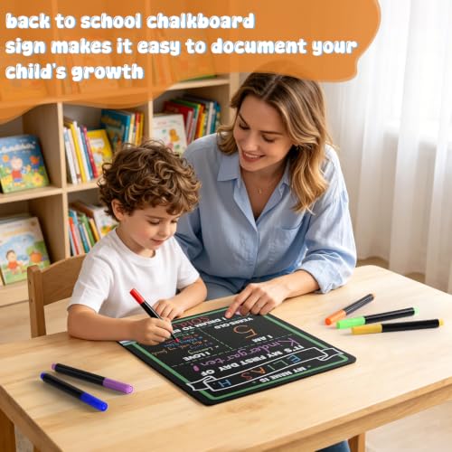 Reusable First Day of School Sign Board - 14x11 Inch Chalkboard Photo Prop for Kids