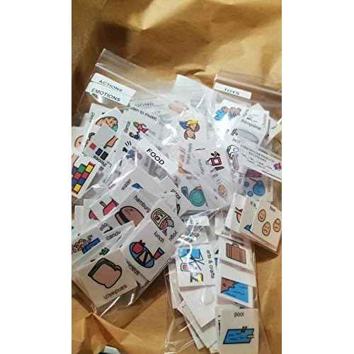 Smile4Autism Small 1.5"x1.5" Loose Visual Picture Cards, Receptive and Expressive Language, Speech Articulation Therapy, ASD, ADD, ADHD, Apraxia, & Stroke Patients. (Cartoon Icons 162 Pcs, Laminate)