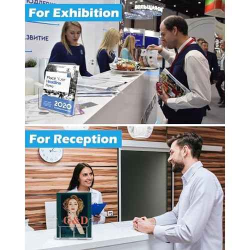 Acrylic Brochure Holder, 4 Packs Brochure Holder 8.5 x 11, Flyer Holder for Business, Clear Brochure Display Stand for Pamphlet Paper Literature Document Magazine Menu, Table Desk Wall Mount