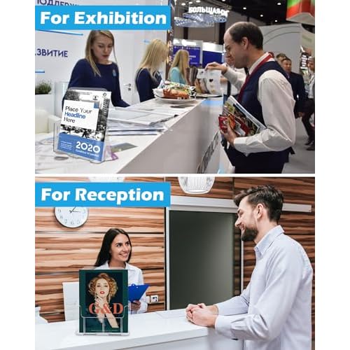Acrylic Brochure Holder, Acrylic Sign Holder 8.5 x 11, 6 Packs Brochure Display Stand, Clear Flyer Holder Pamphlet Paper Literature Holder for Document Magazine Menu, Table Desk Wall Mount