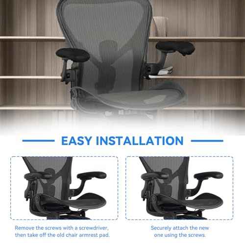 Chair Armrest Replacement Arm Pads Caps for Herman Miller Remastered Aeron Chair ? Compatible with Remastered Version Only, Black 1 Pair(Not for Classic Aeron)