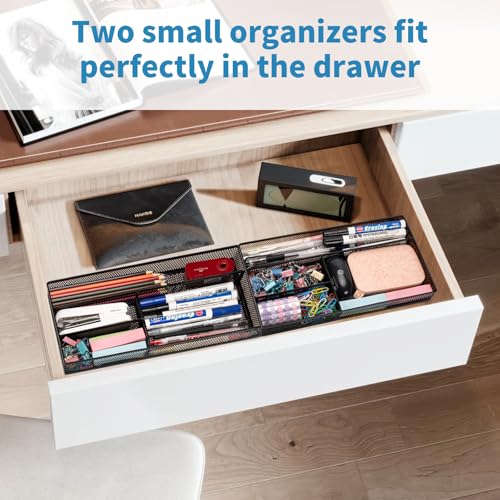 Shenee Black Desk Drawer Organizer Tray with 4 Compartments, 11" x 6.1" x 1.4"
