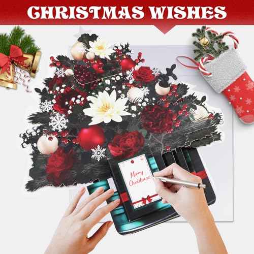 Christmas Tree Pop Up Christmas Cards with Lights and Music, Christmas Tree Bouquet, Popup Musical Greeting Card for Christmas Holiday New Year.