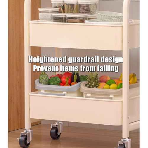3-Tier Rolling Kitchen Cart - 30in Lightweight Storage Cart with Solid Wood Tabletop & 2 Lockable Wheels, Utility Organizer for Kitchen, Bathroom, Office & Home Organization?