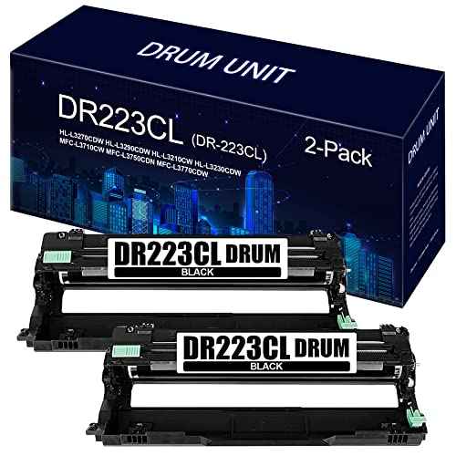 Compatible DR223CL DR-223CL Black Drum Unit Replacement for HL-L3210CW L3230CDW L3270CDW L3290CDW MFC-L3710CW L3750CDW L3770CDW Printer (Drum, 2-Pack)