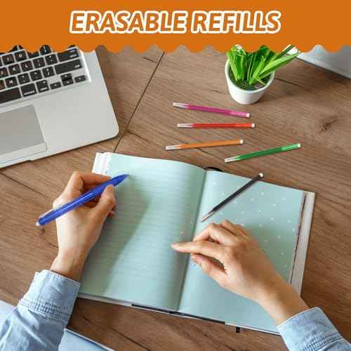 0.7 mm Erasable Gel Ink Pen Refills Compatible with Frixion Friction, Smooth Writing Multicolor Retractable Fine Point Pen Refill for School Office Home Art (8 Colors, 24)