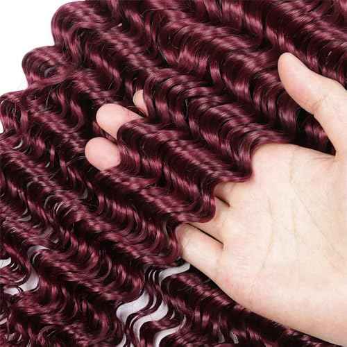 24 26 28 inch 1b99j Burgundy Bundles Human Hair Burgundy Deep Wave Bundles Double Weft Human Hair Bundles Two Tone Black To Wine Red Deep Wave Unprocessed Brazilian Hair Extensions