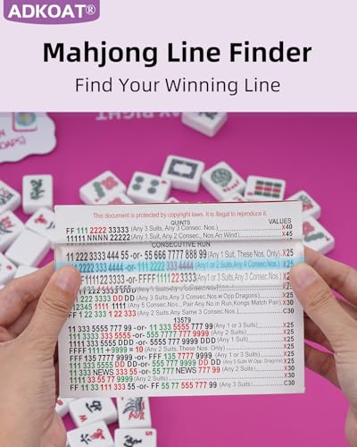 Clear 4-Pack Magnifying Mahjong Line Readers with Highlight Markers - Adkoat