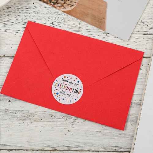 120pcs Thank You for Celebrating with Me Stickers, Universal 1.6 inch Celebrating Labels for Baby Shower Wedding Bridal Shower Birthday, Envelopes & Gifts Packaging Party Favor (Star Style)