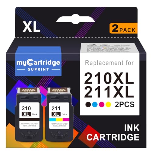 210XL 211XL Combo Pack Remanufactured Ink Cartridge Replacement for Canon 210 XL 211 XL Black Color for PIXMA MX410 IP2700 IP2702 MP240 MP250 MP495 MX340 Printer