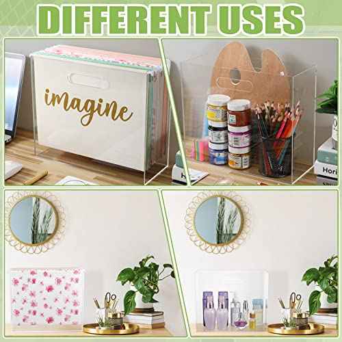 Hanging File Organizer Box, Acrylic File Folder Organizer for Letter Size Folders Portable File Holder Box with Handles Desk Hanging Folder Organizer File Crate Clear 12.2 x 10.24 x 4.92''